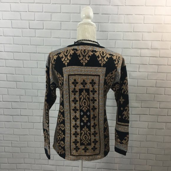 Campagnie Internationale Express Vintage Metallic Crewneck Pullover Sweater XS/0 - Picture 4 of 6